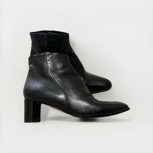 Taryn Rose Camille Women's Ankle Boots Size 39.5 US 9.5 Black Leather Block Heel